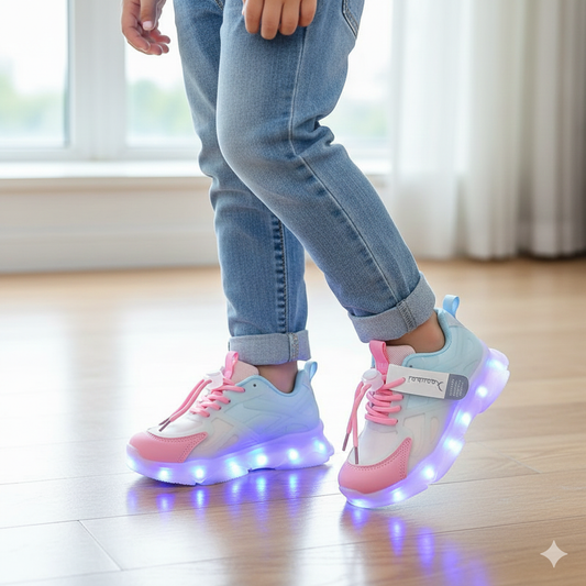 CHAUSSURES LUMINEUSES ROSE-BLEU , RECHARGEABLES